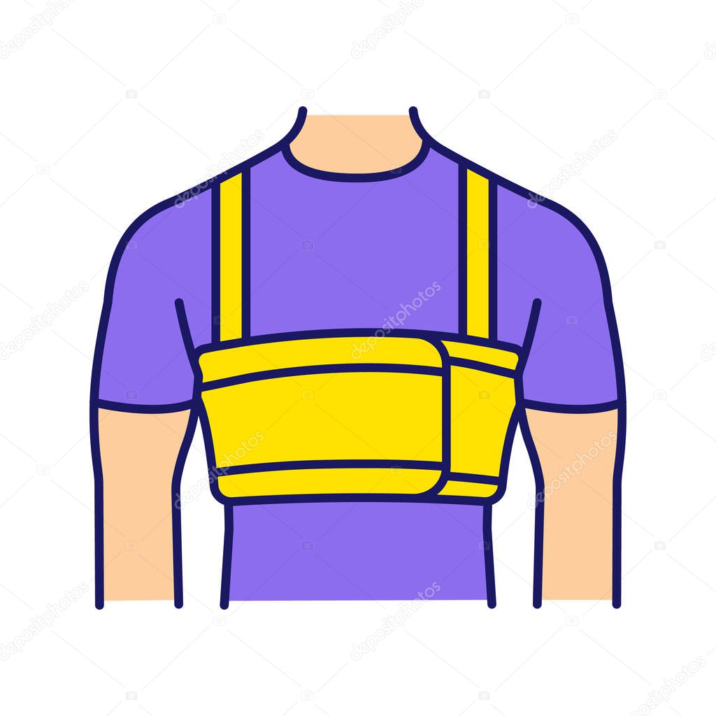 Surgical male rib belt support color icon.
