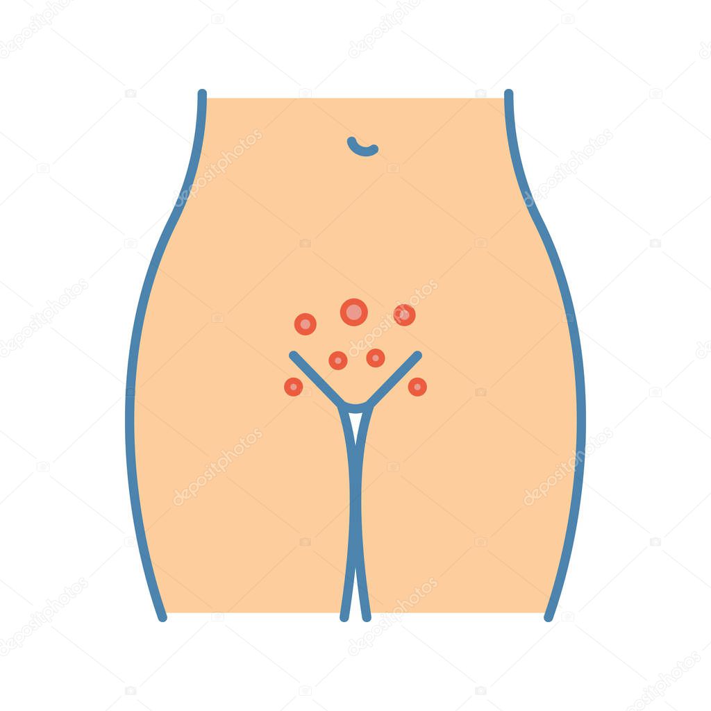 Gynecological infectious vaginal rash color icon.