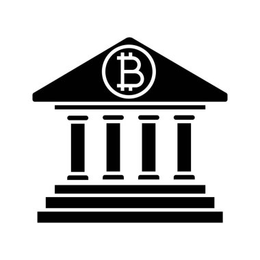 Glif simgesi bankacılık Bitcoin. Hesap cryptocurrency bakiyesi. E-ödeme. Online bankacılık. Siluet simge. Negatif alan. İzole vektör çizim