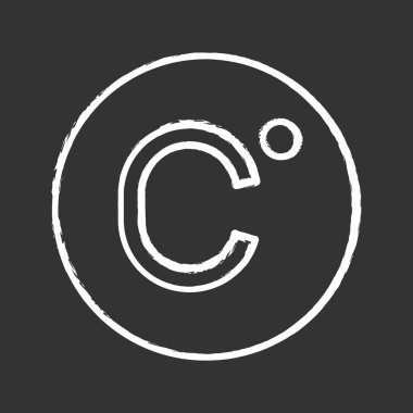 Celsius derece sıcaklık tebeşir simgesi. Santigrat ölçek. Santigrat. İzole vektör kara tahta çizim