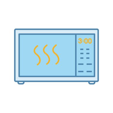 Mikrodalga fırın renk simgesi. Elektrikli fırın. Gıda Isıtma ve hazırlık. Mutfak aletleri. İzole vektör çizim