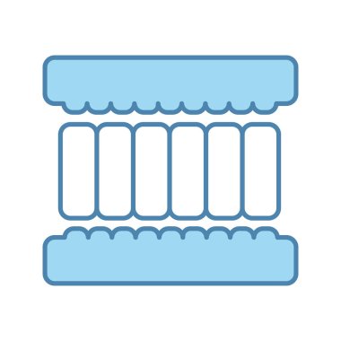 Yatak katmanları renk simgesi. Lateks, bellek köpük veya Hindistan cevizi dolgu. Springless minder biçilmiş kaftan. İzole vektör çizim