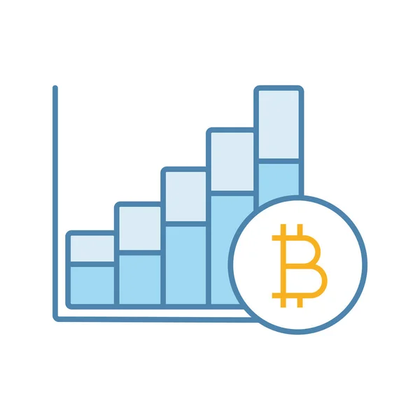 Bitcoin Ícone Cor Gráfico Crescimento Mercado Criptomoeda Preços Subindo Diagrama — Vetor de Stock