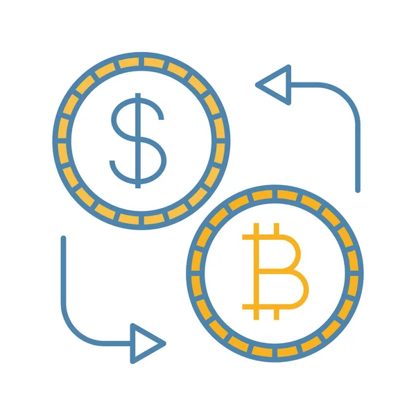 Bitcoin Dólar Icono Cambio Color Moneda Criptomoneda Reembolso Ilustración Vectorial — Archivo Imágenes Vectoriales