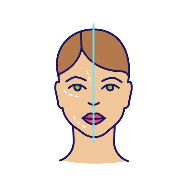 Vor Und Nach Der Neurotoxin Injektion Farbsymbol Kosmetischer Eingriff Gesichtsverjüngung — Stockvektor