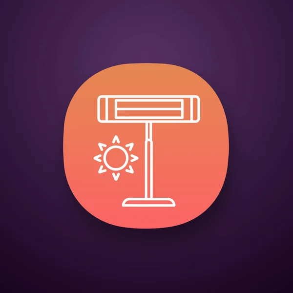 Icono Aplicación Calentador Infrarrojos Calentador Eléctrico Pedestal Aparato Doméstico Lámpara — Vector de stock