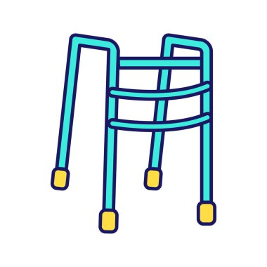 Walker renk simgesi. Çerçeve yürüme. Hareketlilik yardım. Handikap ekipman. İzole vektör çizim