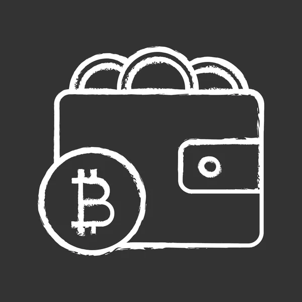 Bitcoin Peněženky Křídou Ikona Digitální Peníze Platby Online Bankovnictví Platba — Stockový vektor