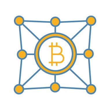 Blockchain ağ renk simgesi. Bitcoin. Cryptocurrency. Dijital para. 