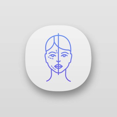 Before and after neurotoxin injection app icon. Cosmetic procedure. Facial rejuvenation. Aesthetic medicine. clipart