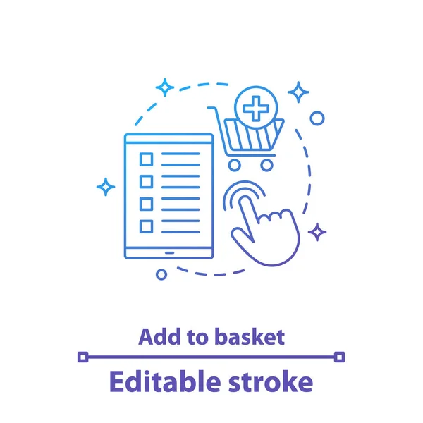 Добавить Корзину Иконку Концепции Интернет Магазины Идея Цифровой Покупки Тонкая — стоковый вектор