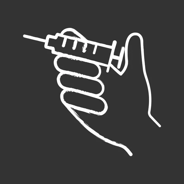 Ένεση Κιμωλία Εικονίδιο Χέρι Εκμετάλλευση Σύριγγα Γιατροί Στο Χέρι Ένεση — Διανυσματικό Αρχείο
