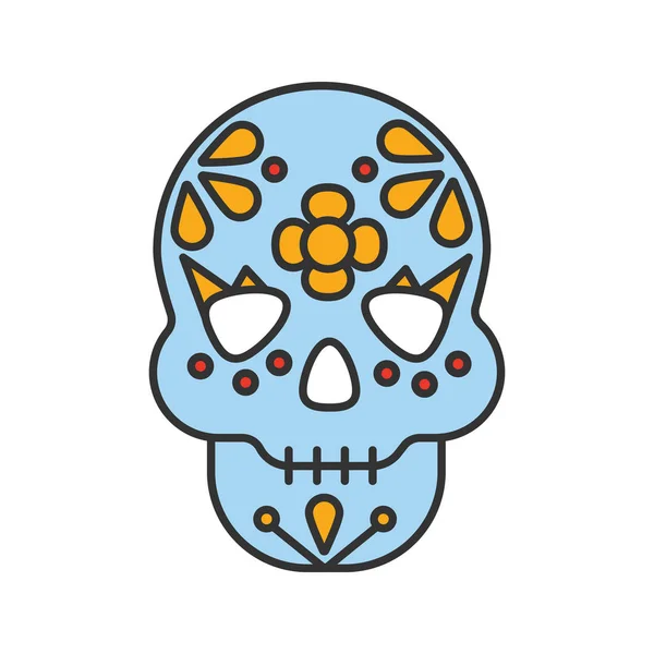 Den Mrtvých Barevné Ikony Lebka Florálním Ornamentem Října Dia Muertos — Stockový vektor