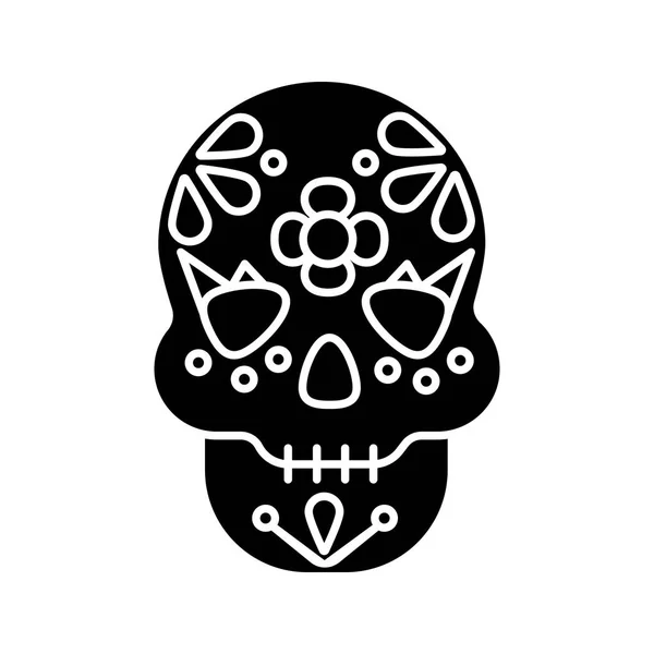 Glyphe Jour Des Morts Crâne Avec Ornement Floral Octobre Dia — Image vectorielle