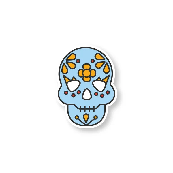 Den Mrtvých Opravy Lebka Florálním Ornamentem Října Dia Muertos Barva — Stockový vektor