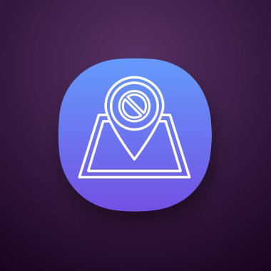 Protesto yeri app simgesi. Gösteri başında yer. Siyasi ya da sosyal hareket planlama. Protestocular nokta toplama. UI/Ux arabirimi. Web ya da mobil uygulama. İzole vektör çizim