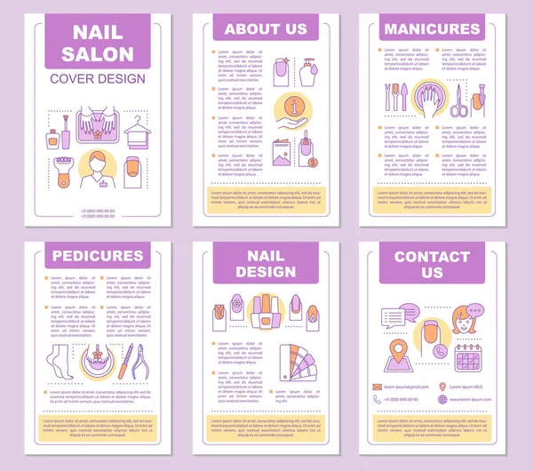 Layout Modelo Brochura Salão Beleza Prego Manicure Pedicure Projeto Prego — Vetor de Stock