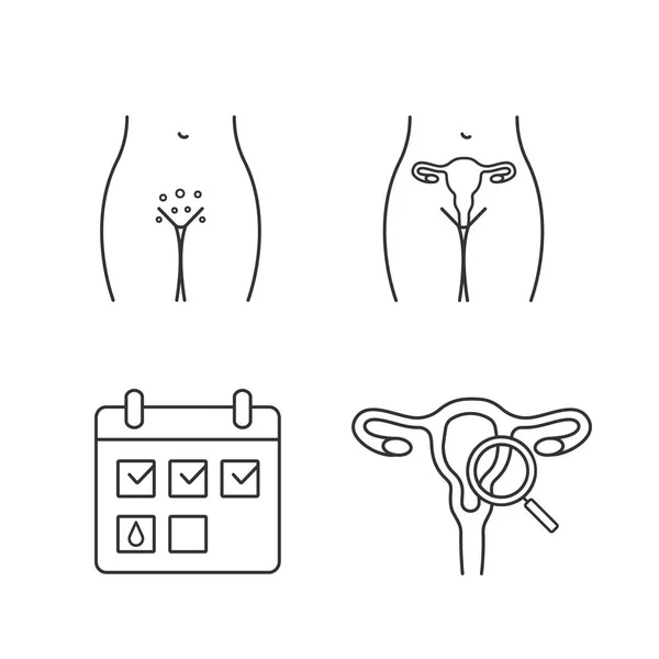 Γυναικολογία Γραμμική Εικόνες Set Γυναικείο Αναπαραγωγικό Σύστημα Εμμήνου Ημερολόγιο Εξάνθημα — Διανυσματικό Αρχείο