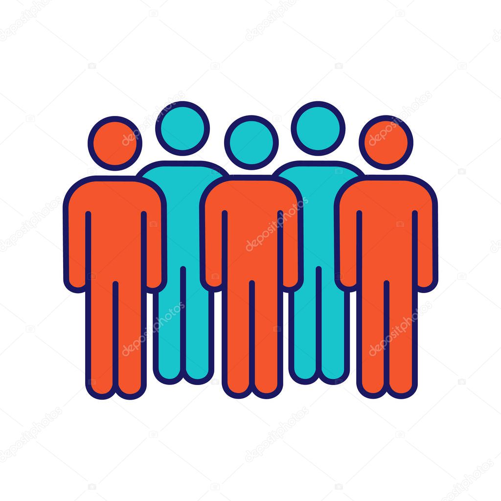 Meeting color icon. Coalition policy. Protesters. Group of people. Voters, electorate. Social and political movement participants. Crowd. Unconventional participation. Isolated vector illustration