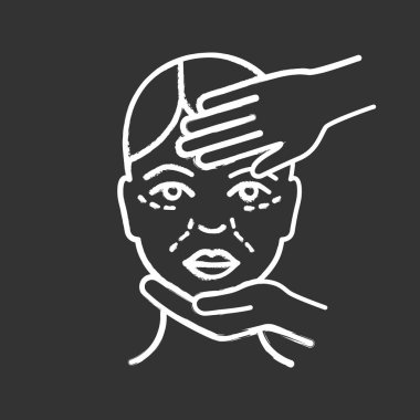 Güzellik uzmanı sınav tebeşir simgesi. Kozmetik. Kozmetik prosedür. Nörotoksin enjeksiyon hazırlık. 