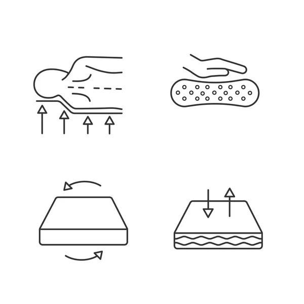 Ensemble Icônes Linéaires Pour Matelas Orthopédiques Support Dorsal Matériau Latex — Image vectorielle