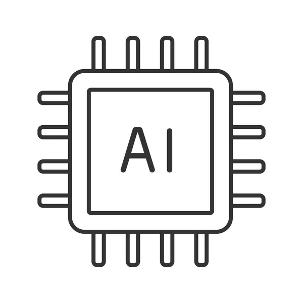 Icono Lineal Del Procesador Microprocesador Para Sistema Inteligencia Artificial Ilustración — Archivo Imágenes Vectoriales