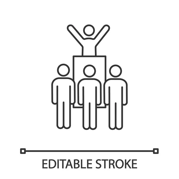 Protesto Líder Ícone Linear Revolução Protesto Ações Coletivas Ilustração Fina —  Vetores de Stock