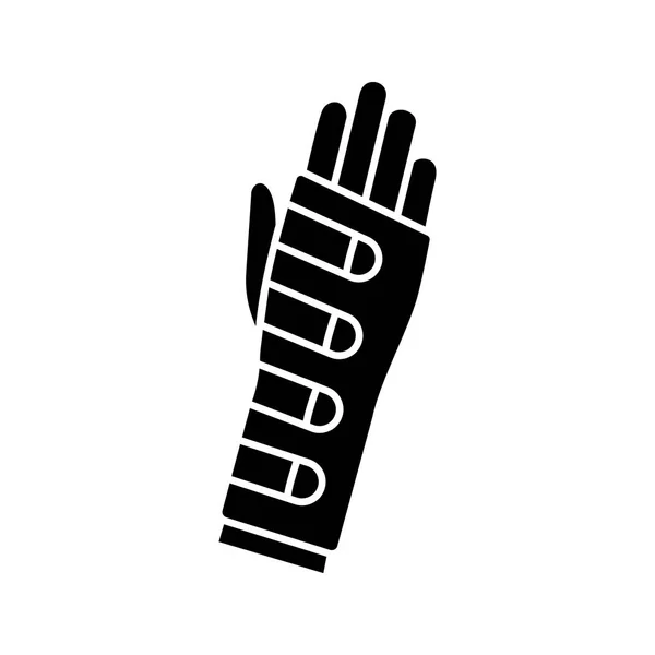 Pols Brace Glyph Pictogram Hand Orthese Radiocarpale Gezamenlijke Pleister Silhouet — Stockvector