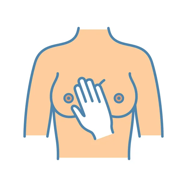 Icône Couleur Palpation Mammaire Examen Sein Femme Examen Médical Santé — Image vectorielle