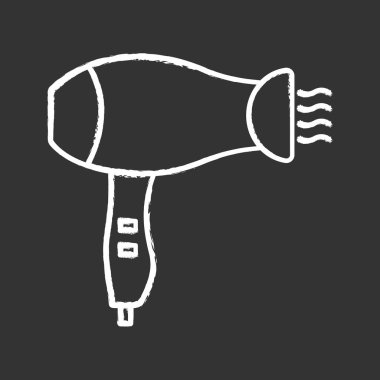 Saç kurutma makinesi tebeşir simgesi. Otel odası, güzellik salonu saç kurutma. 