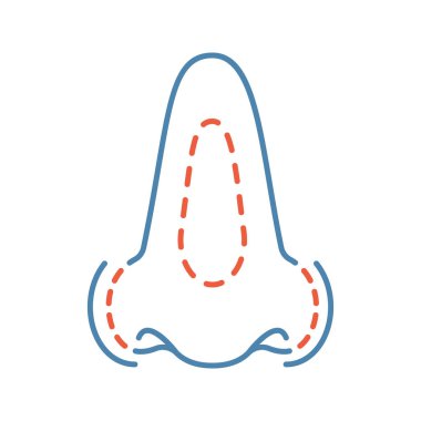 Rinoplasti renk simgesi. Yeniden şekillendirme burun. Plastik cerrahi burun. Yüz gençleştirme.