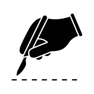 Neşter cilt kesi glif simgesi. Plastik cerrahi. Cerrahi kesi. Cerrahlar el. 