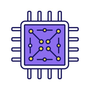 Elektronik devrelerde rengi simgesini işlemci. Mikroişlemci Mikri şemalar ile. Çip, miniyonga, küçük parça. CPU