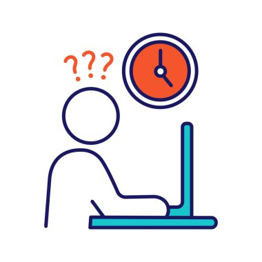 İş acele renk simgesi. Mesleki stres. Zaman eksikliği. Fazla çalışma.