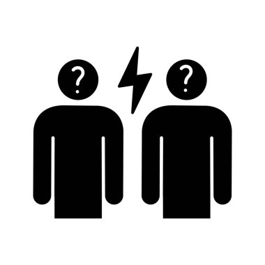 Çakışma glif simgesini. Siluet simge. Yanlış anlama. Sinirlenme ve saldırganlık. İlişkilerde iletişim sorunları. 