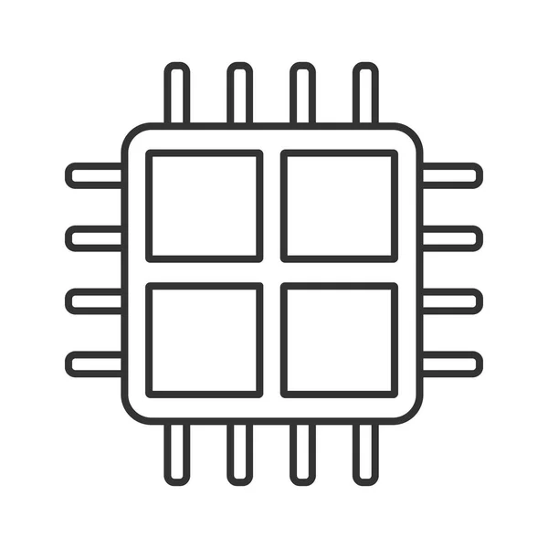 Линейный Значок Четырехъядерного Процессора Четыре Основных Микропроцессора Тонкая Линия Иллюстрации — стоковый вектор