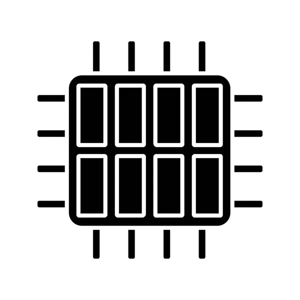 Octa Core Processor Glyph Pictogram Silhouet Symbool Acht Core Microprocessor — Stockvector