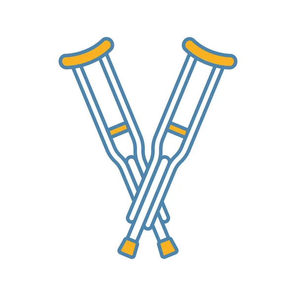 Axillary Crutches Color Icon Underarm Crutches — Stock Vector