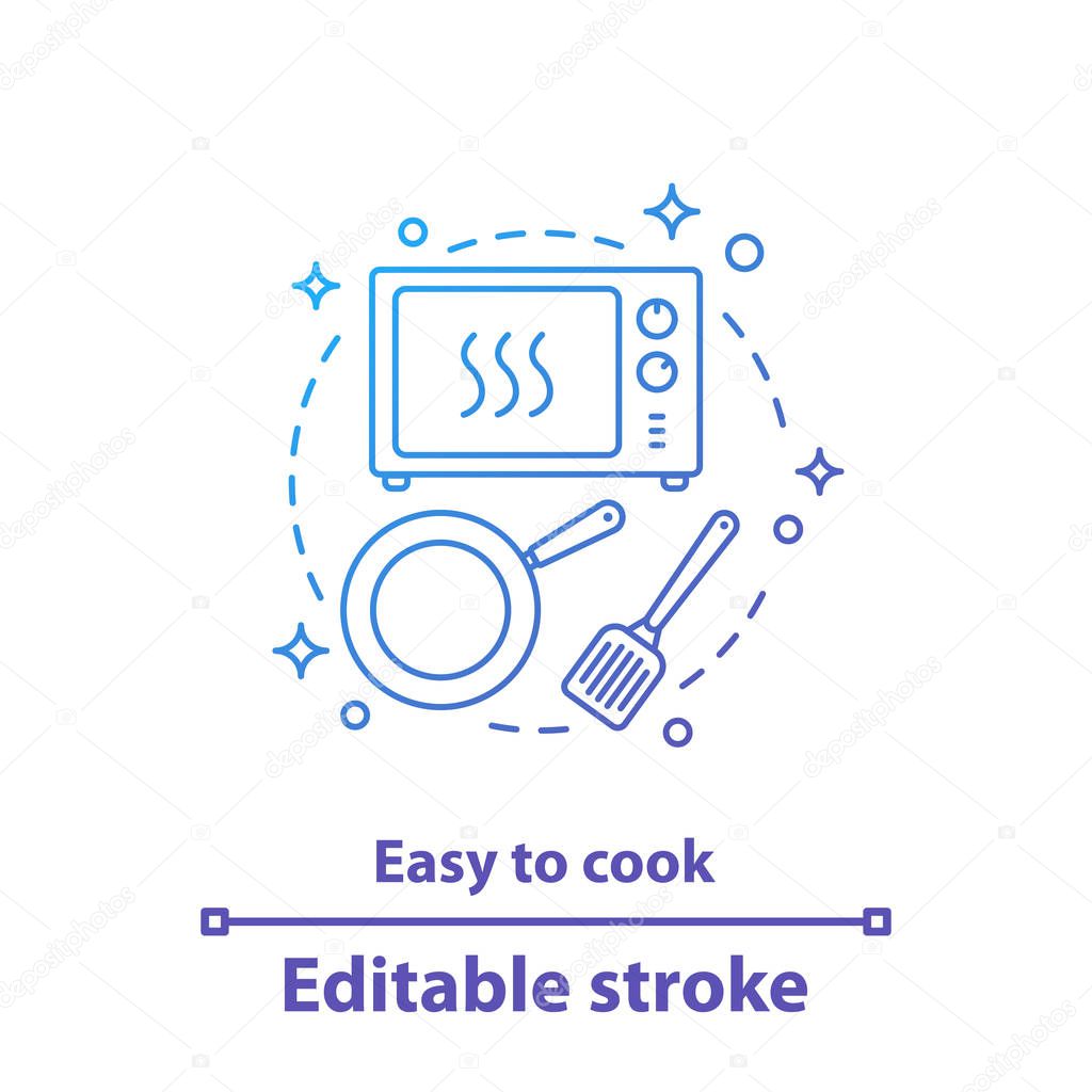 Easy to cook concept icon. Meal preparation idea thin line illustration. Kitchen. Vector isolated outline drawing. Editable stroke