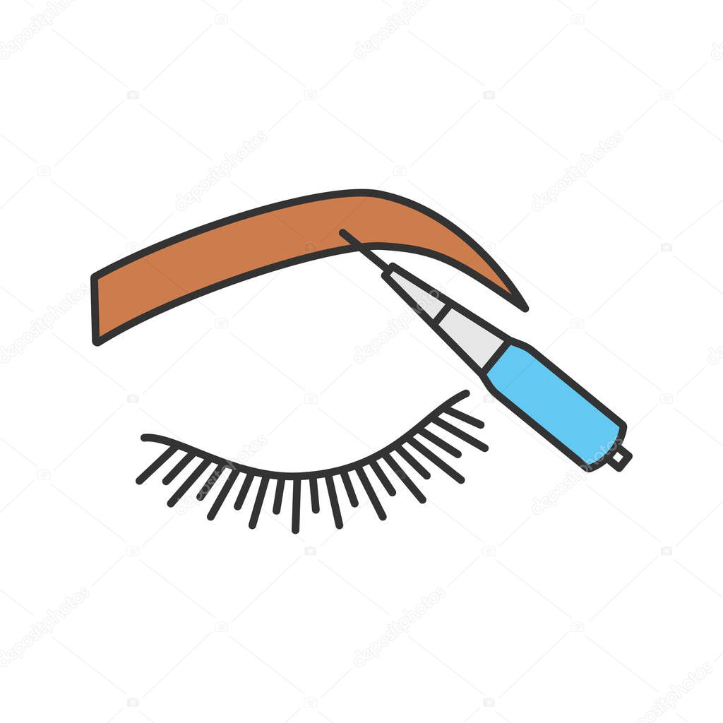 Microblading eyebrows color icon. Microblading pen tool.