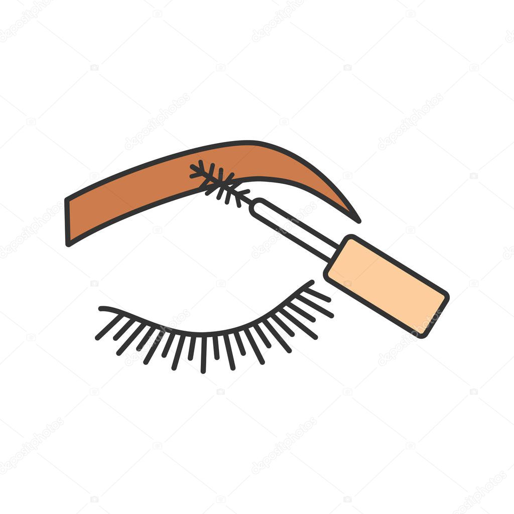 Eyebrows mascara color icon. Brows makeup. Eyebrows tinting.