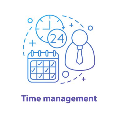 Zaman yönetimi kavramı simge. Çalışma saat fikir ince hat illüstrasyon. Uçus tarifesi. İş takvim ve zamanlama. Çizim vektör izole anahat