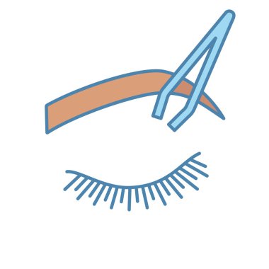 Kaşları renk simgesi şekillendirme. Kaşları düzeltme. Kaşları Tweezing. Koparma kaşları. Kozmetik cımbız. İzole vektör çizim