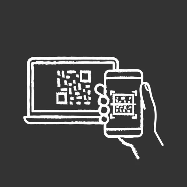 Kod Skanowanie Ikonę Kreda Aplikacji Smartfona Kod Kreskowy Autoryzacji Telefon — Wektor stockowy