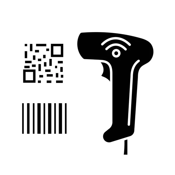 Barcode Code Scanner Glyph Icon Wifi Bar Codes Handheld Reader — Stock Vector