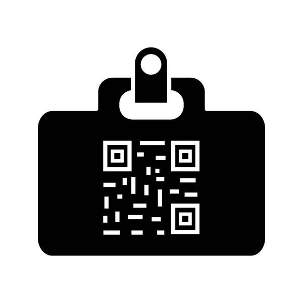 Code Carte Identité Glyphe Icône Badge Nom Avec Code Barres — Image vectorielle