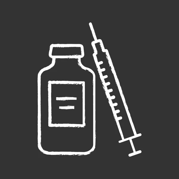 Medicine Vial Syringe Chalk Icon Neurotoxin Injection Medications Isolated Vector — Stock Vector