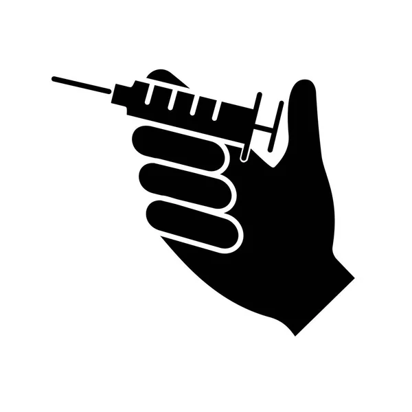 Icona Del Glifo Iniezione Siringa Mano Iniezione Neurotossina Vaccinazione Trattamento — Vettoriale Stock