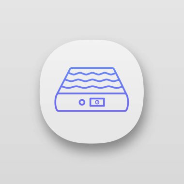 Havalı yatak app simgesi. UI/Ux Kullanıcı arabirimi. Hava yatağı. Taşınabilir yatak seyahat için. Web ya da mobil uygulama. İzole vektör çizim