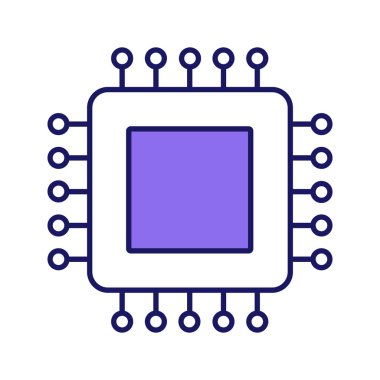 İşlemci renk simgesi. Mikroişlemci. CPU. Merkezi işlem birimi. Entegre devre. Bilgisayar, telefon işlemci. Mikroçip, yonga seti, chip. İzole vektör çizim